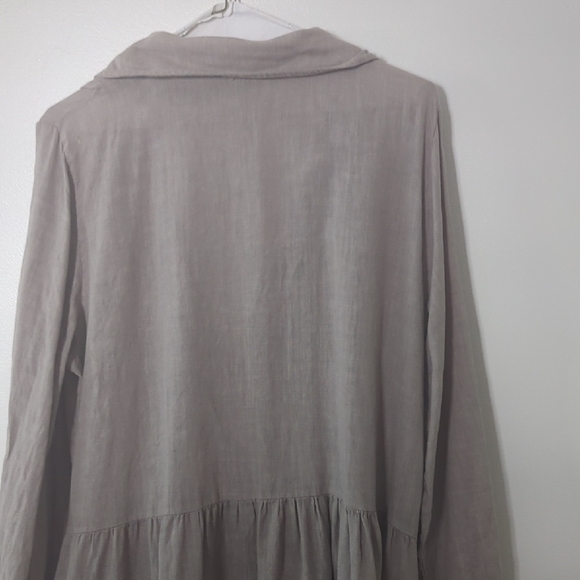Linen Italy Long Sleeve Button-Up Dress Coat - Picture 7 of 8